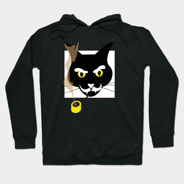 Black Cat Smoking Magic Wizard Hoodie by Kater Karl